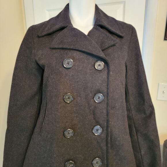 J.CREW Jacket Black Wool Thinsulate Lined Double Breasted Button Peacoat Size S - Picture 3 of 6